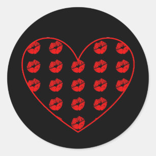 Heart of Kissy Lips Classic Round Sticker