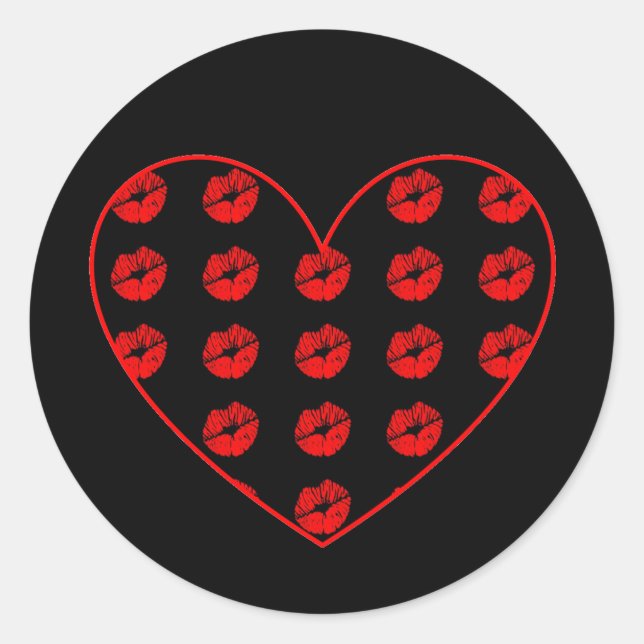 Heart of Kissy Lips Classic Round Sticker (Front)