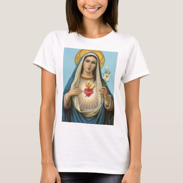 Heart of Mary Our Lady Holy Maria Mother of God T-Shirt (Front)