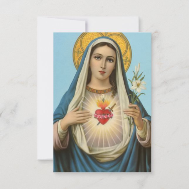 Heart of Mary Our Lady Holy Maria Mother of God Thank You Card (Front)