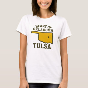 Heart of Oklahoma Tulsa State Map Design T-Shirt