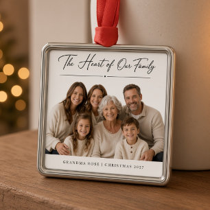 Heart of Our Family Personalised Grandma Family Metal Ornament