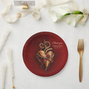 Heart of passion romance and love. paper plate
