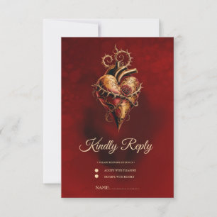 Heart of passion romance and love. RSVP card