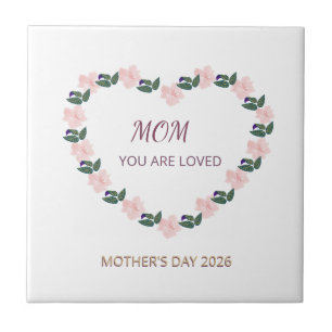 Heart of Peonies Mum Love Message Ceramic Tile