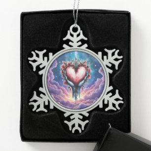 Heart of Quiet Magic Snowflake Pewter Christmas Ornament