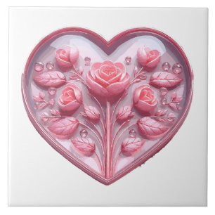 Heart Of Roses Ceramic Tile