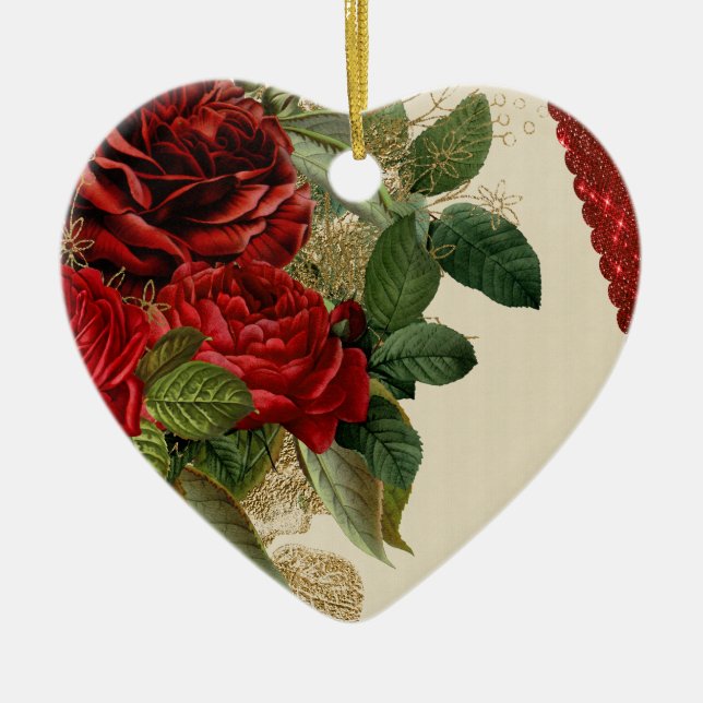 heart of roses porcelain ornament (Front)