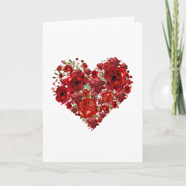 Heart of roses Tarjeta de agradecimiento plegada Thank You Card (Front)