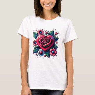 Heart of Roses with Flowers T-Shirt