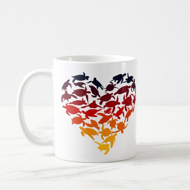 Heart of Sea Turtles Turtle Lover Colourful Sea Coffee Mug (Left)