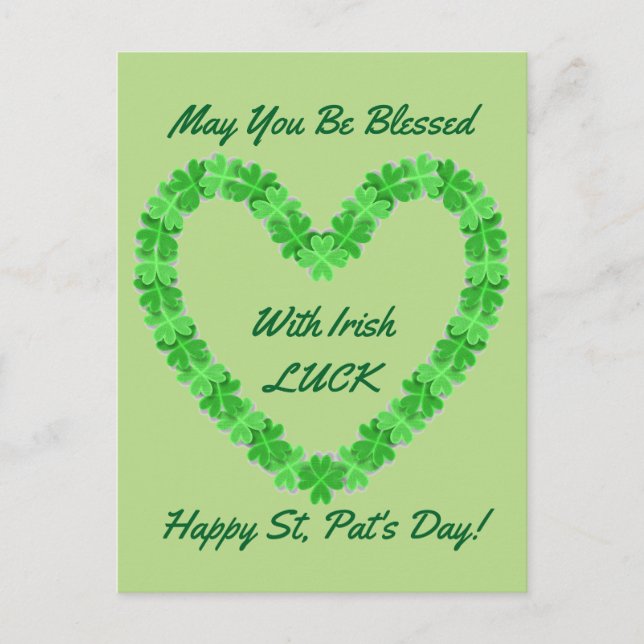 Heart Of Shamrocks Postcard (Front)