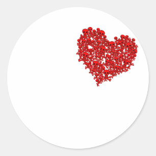 Heart of Skulls - Emo Alternative Grunge Rock Punk Classic Round Sticker