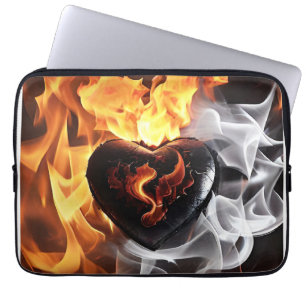 Heart of stone amidst flames laptop sleeve
