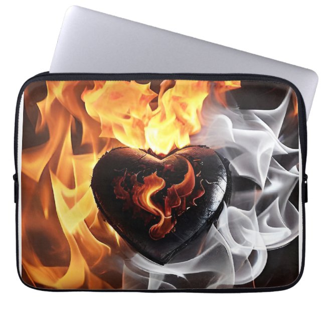 Heart of stone amidst flames laptop sleeve (Front)