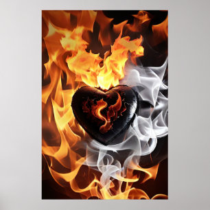 Heart of stone amidst flames poster