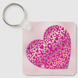 Heart of Support Against Breast Cancer Key Ring