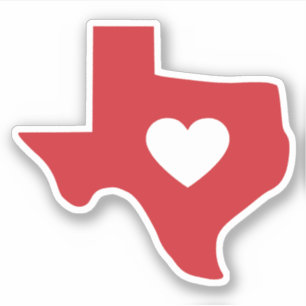 Heart of Texas State Customisable Die Cut Sticker