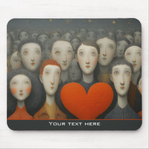 Heart of the Crowd Whimsical Folk Art  Mouse Pad