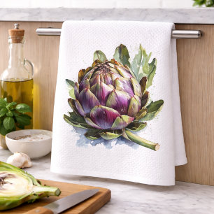Heart of the Garden: Artichoke in Watercolor Tea Towel