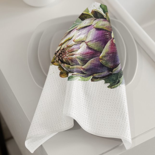 Heart of the Garden: Artichoke in Watercolor Tea Towel (Creator Uploaded)