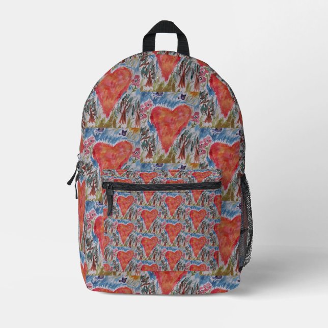 Heart of the Planet Printed Backpack (Front)