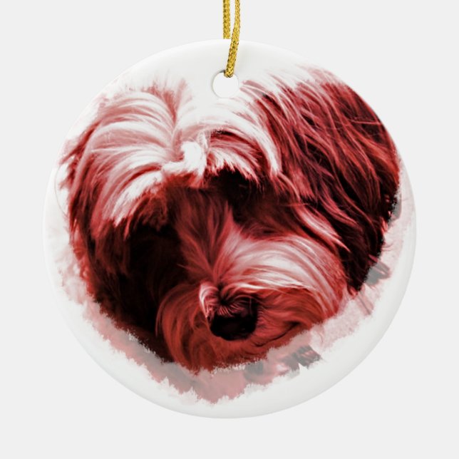 Heart of the Tibetan Terrier Ceramic Tree Decoration (Front)