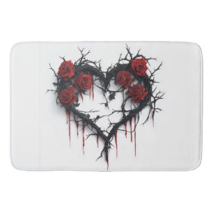 Heart of Thorns with Bleeding Roses Bath Mat