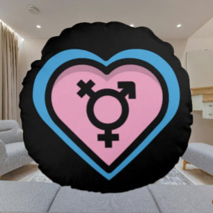 Heart of Trans Pride Round Pillow