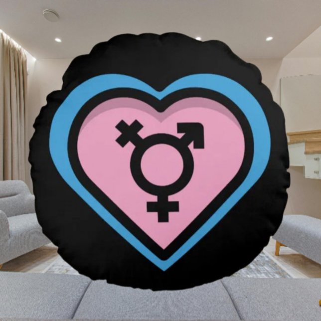 Heart of Trans Pride Round Pillow (Creator Uploaded)
