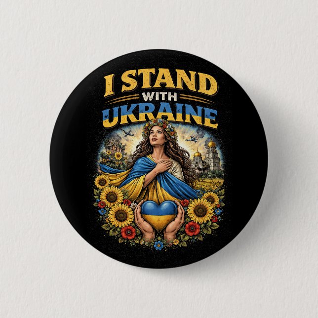 Heart of Ukraine 6 Cm Round Badge (Front)
