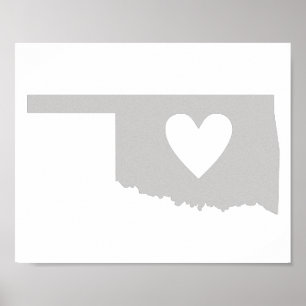 Heart Oklahoma state silhouette Poster