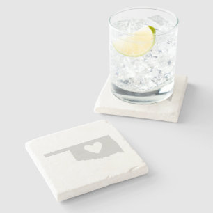 Heart Oklahoma State Silhouette Stone Coaster