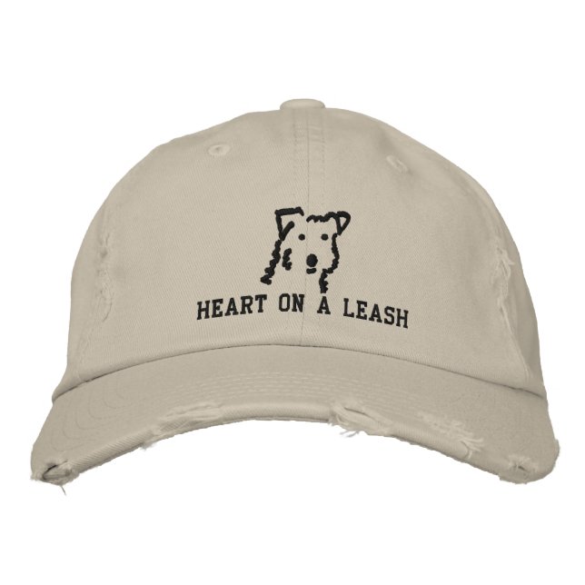 Heart on a Leash Dog Lover Embroidered Hat (Front)