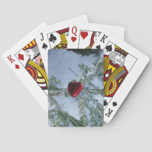 Heart on a Snow Covered Pine Branch Playing Cards