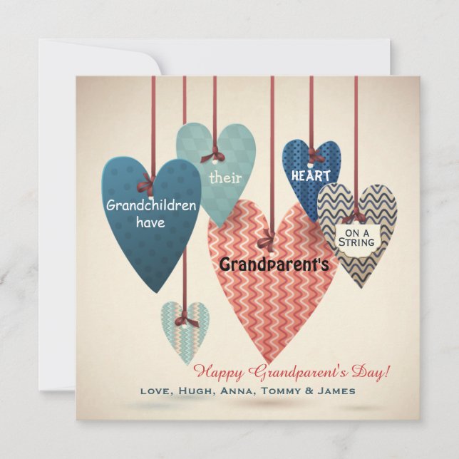 Heart on a String Grandparents Day Card (Front)