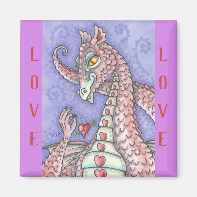HEART ON A STRING PINK DRAGON MAGNET (Front)