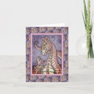 HEART ON A STRING PINK DRAGON VALENTINE, FANTASY CARD