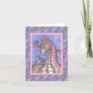 HEART ON A STRING PINK DRAGON VALENTINE, FANTASY CARD