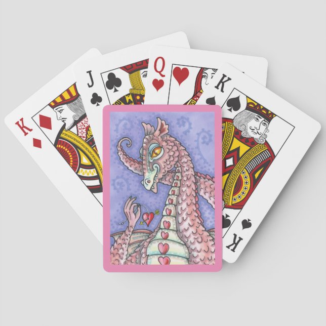 HEART ON A STRING PINK DRAGON VALENTINE, FANTASY PLAYING CARDS (Back)