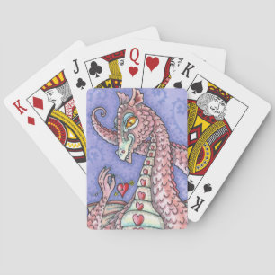 HEART ON A STRING PINK DRAGON VALENTINE, FANTASY PLAYING CARDS