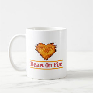 Heart on Fire Word Art Design Coffee Mug