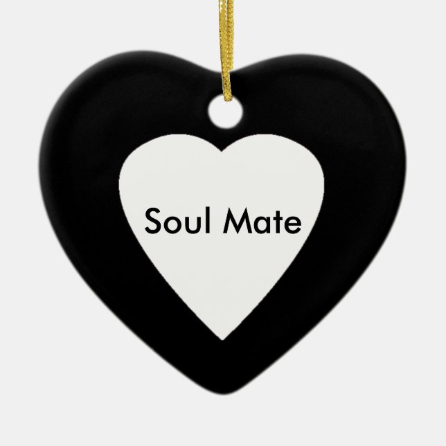 Heart on Heart-Soul Mate Ceramic Tree Decoration (Front)