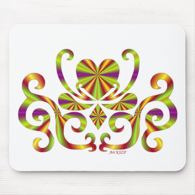 Heart on lily - rainbow mouse pad (Front)
