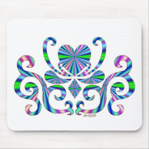 Heart on lily - rainbow mouse pad