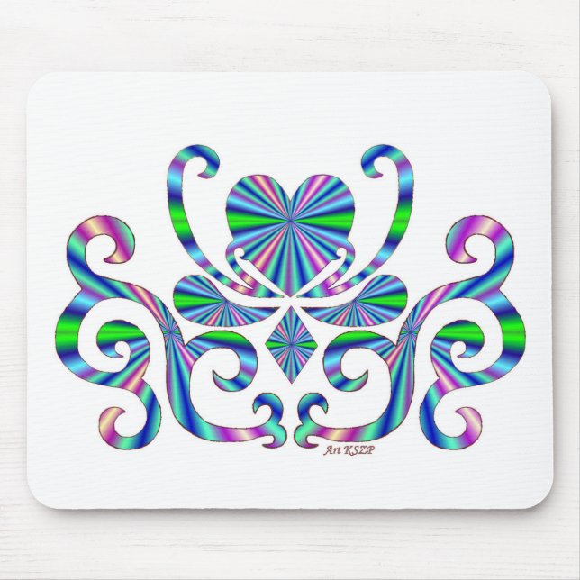 Heart on lily - rainbow mouse pad (Front)