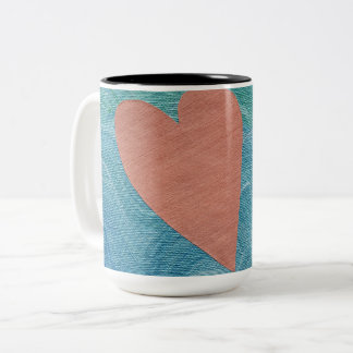 Heart on Ocean Waves Two-Tone Coffee Mug