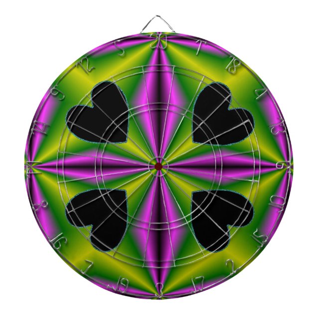 Heart on purple green Rainbow Dartboard (Front)