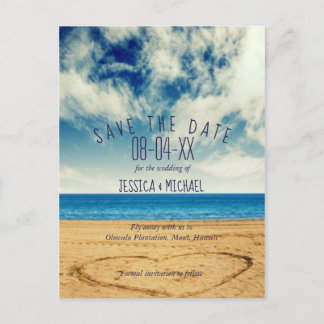 Heart on the Sand Destination Beach Save the Dates Announcement Postcard