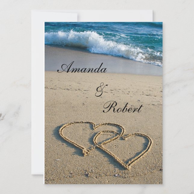Heart on the Shore Beach Wedding Invitation (Front)